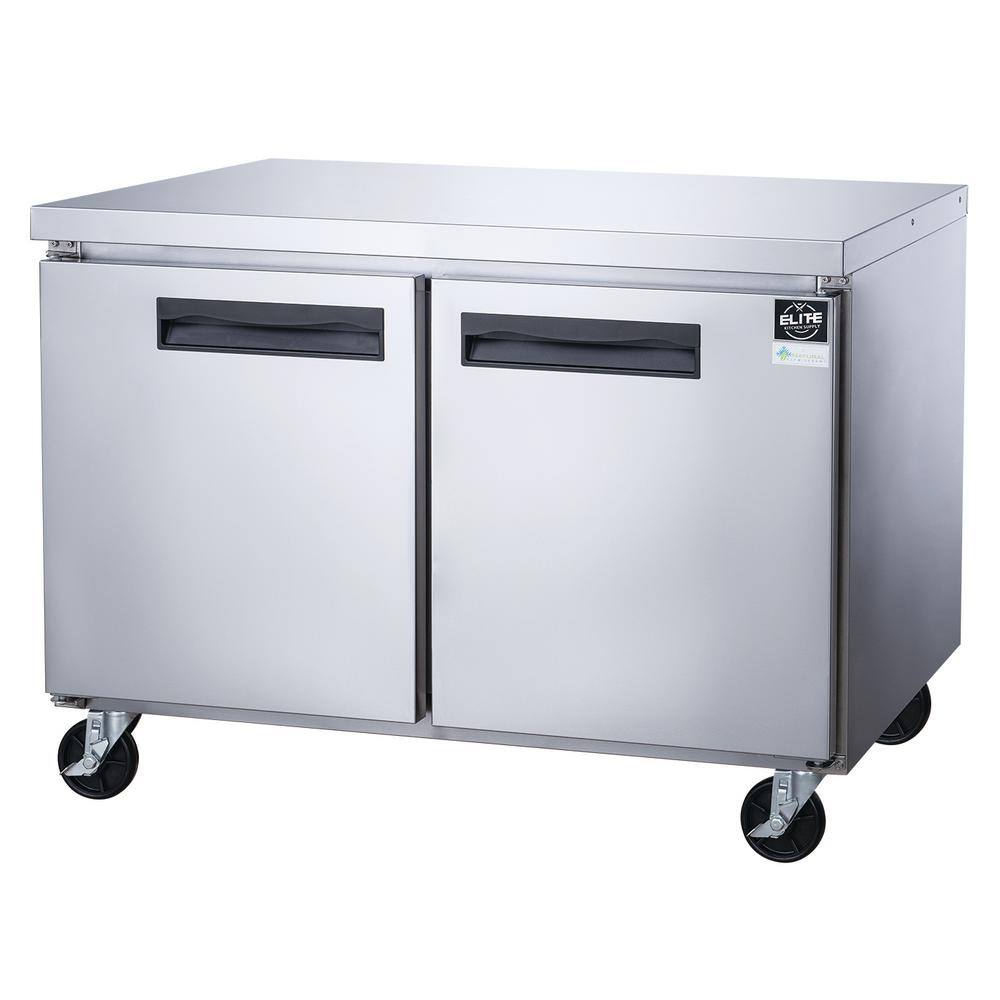 Elite Kitchen Supply 60 in. W 15.5 cu. ft. 2-Door Commercial Upright Undercounter Freezer EKS-EUC60F