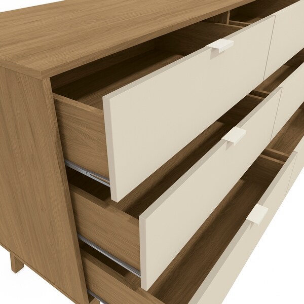 Hartford 6 Drawer Dresser - Light Brown/Crème