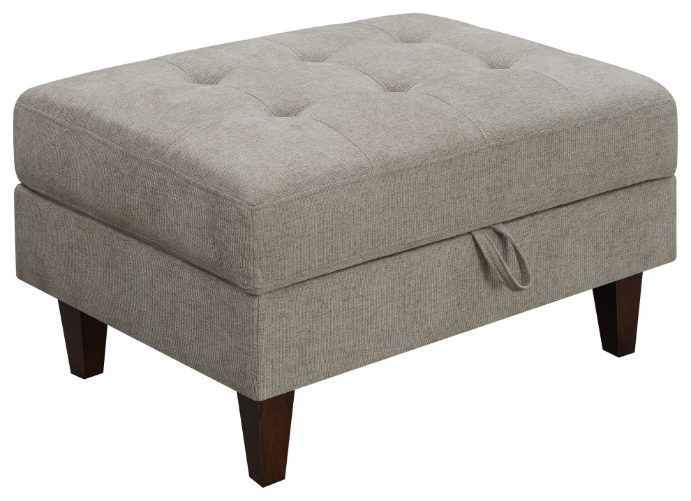 Barton Upholstered Tufted Ottoman Toast and Brown   Modern   Footstools And Ottomans   by Modon  Houzz