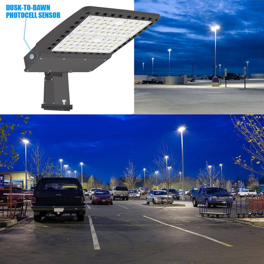 WYZM 1500- Watt Equivalent 300-Watt Integrated LED Bronze Outdoor Parking Lot Area Light 5500K 39000 Lumens Arm Mount 300W Arm-02