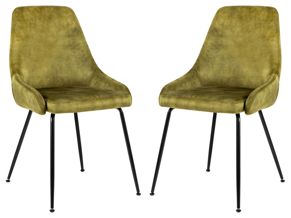 Green Velvet Upholstered Dining Chairs Set of 2   Midcentury   Dining Chairs   by specialty imports  Houzz