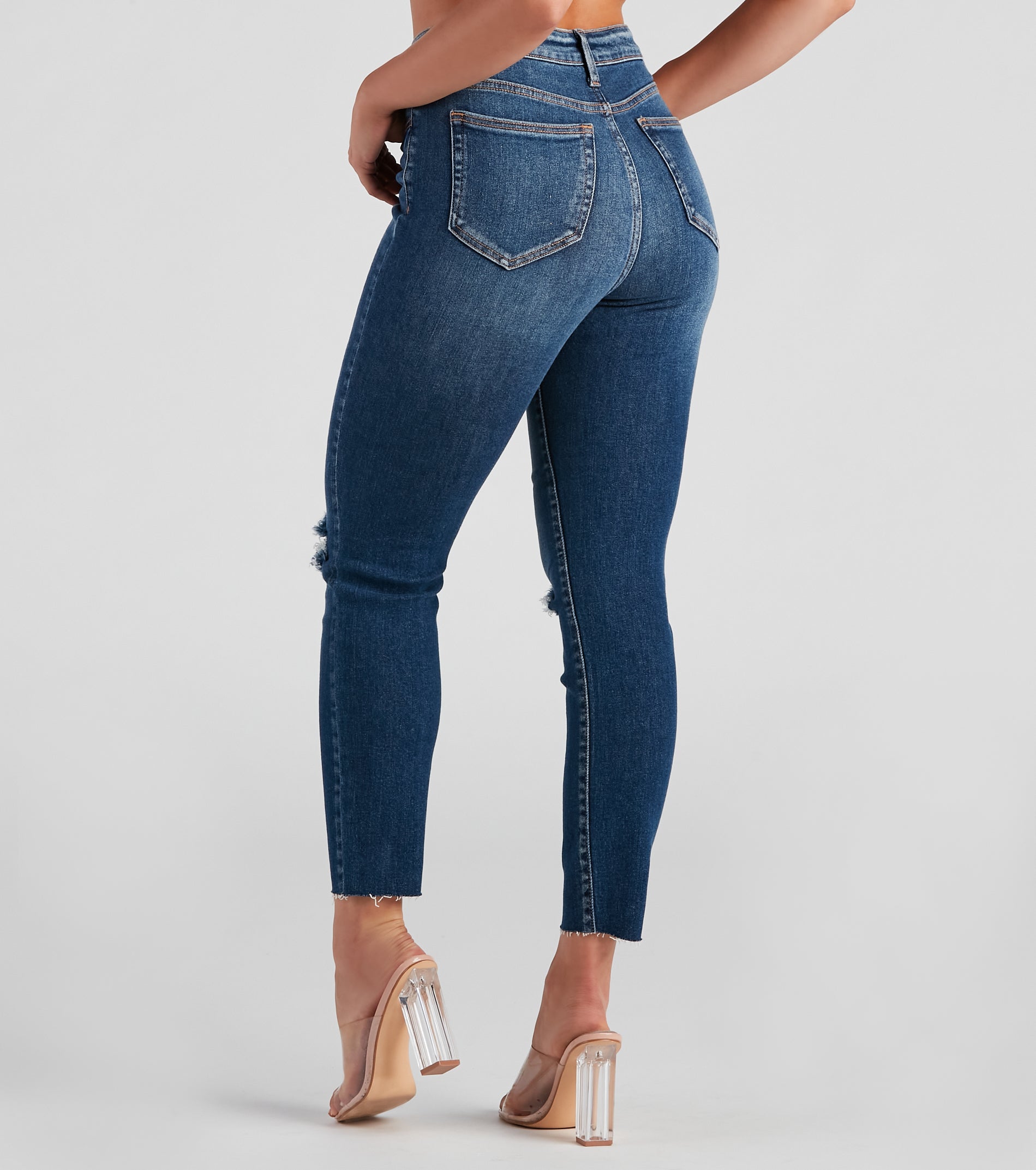 Trendy Distressed High-Rise Ankle Jeans