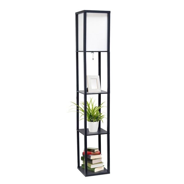 Column Shelf Floor Lamp With Linen Shade Lalia Home