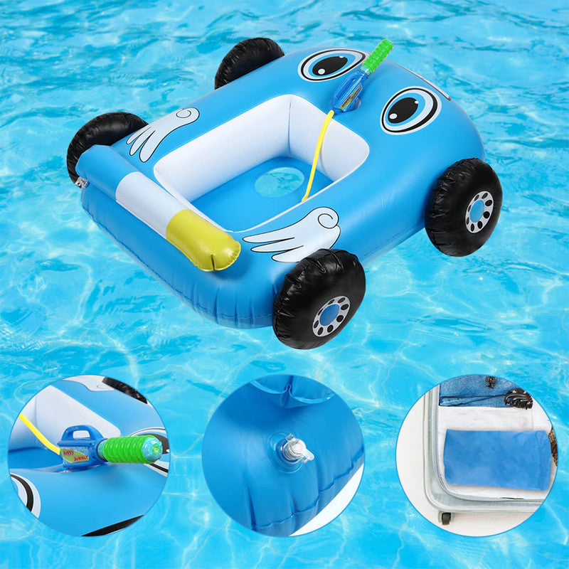 Dnzzs Inflatable Fire Boat Pool Float with Built-in Squirt Gun, Pool Float Pool Toys for Kids, Blue