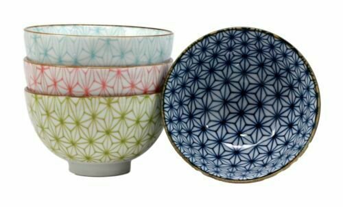 1 Matrix Polygon Colorful Japanese Bowls Food Safe 4.5D Japan Made Bowl Set Of 4 EBR02