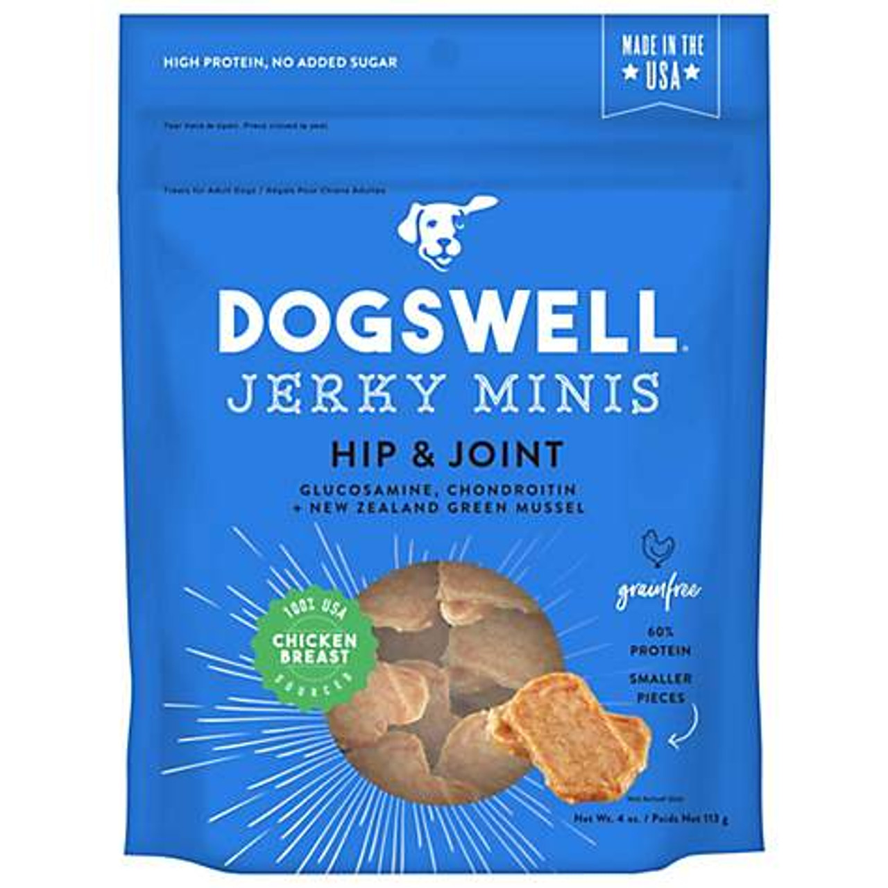 Dogswell Hip and Joint GF Chicken Breast Jerky Minis Dog Treats 4oz Bag