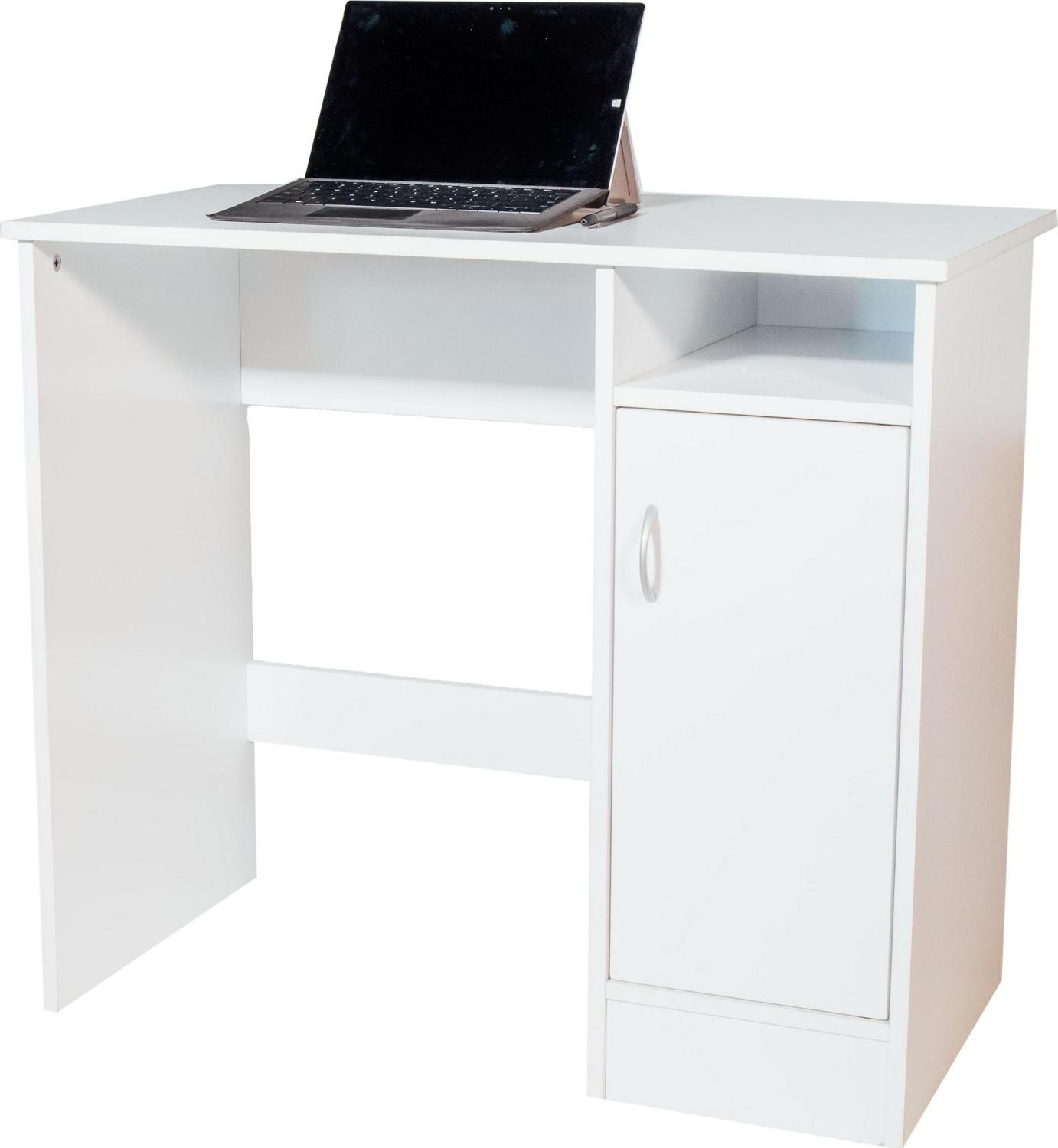 Madison Computer Desk with Cabinet， White