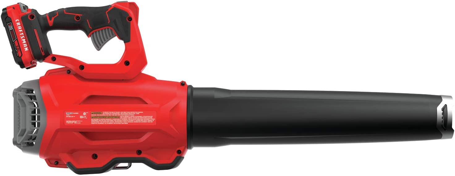 CRAFTSMAN V20 Cordless Leaf Blower， Variable Speed， Up To 100 MPH， with 2 Batteries and Charger (CMCBL720D2)