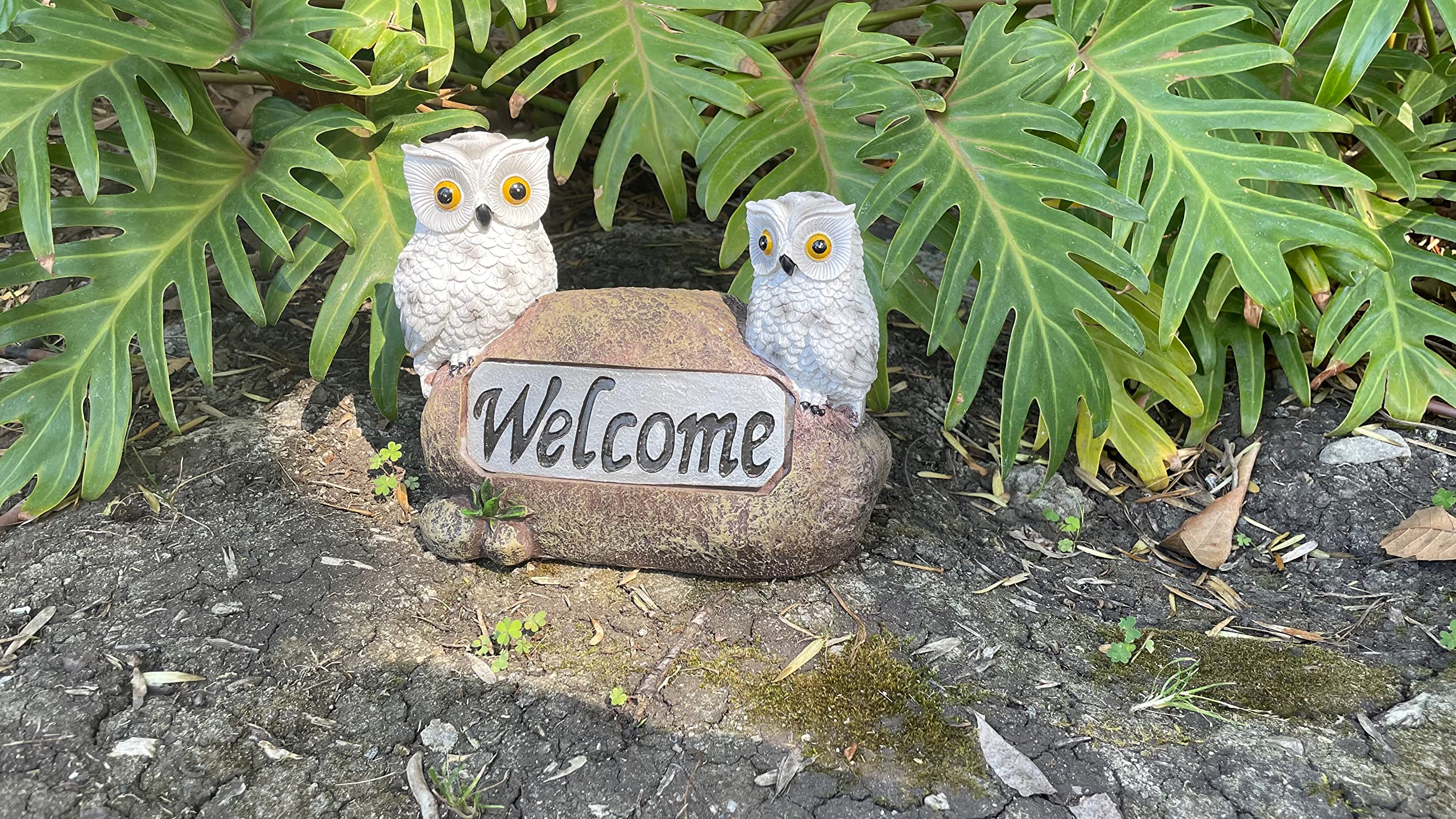 Welcome Owls Solar Powered Outdoor Decor Led Garden Light