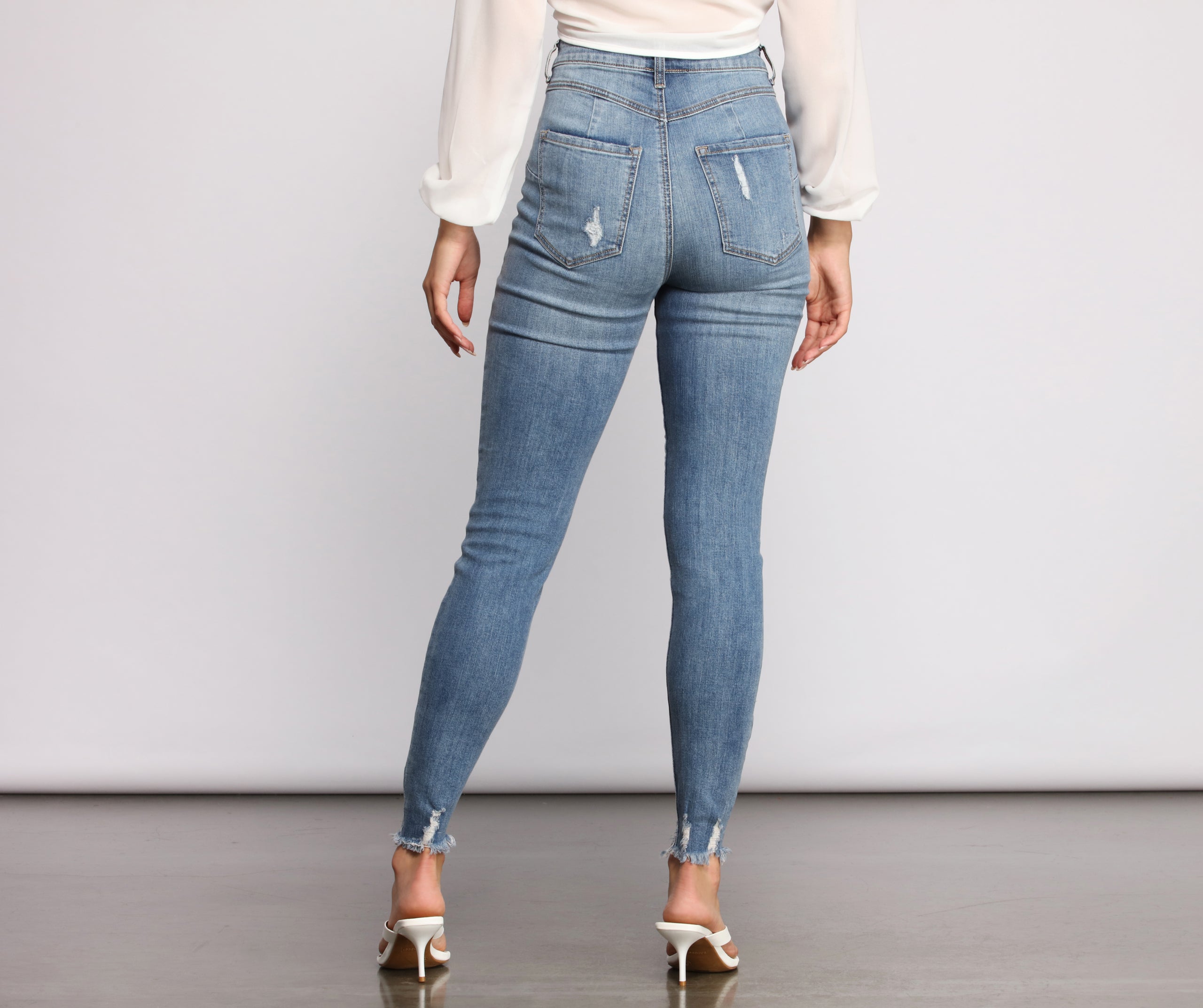 High Rise Button Up Skinny Jeans