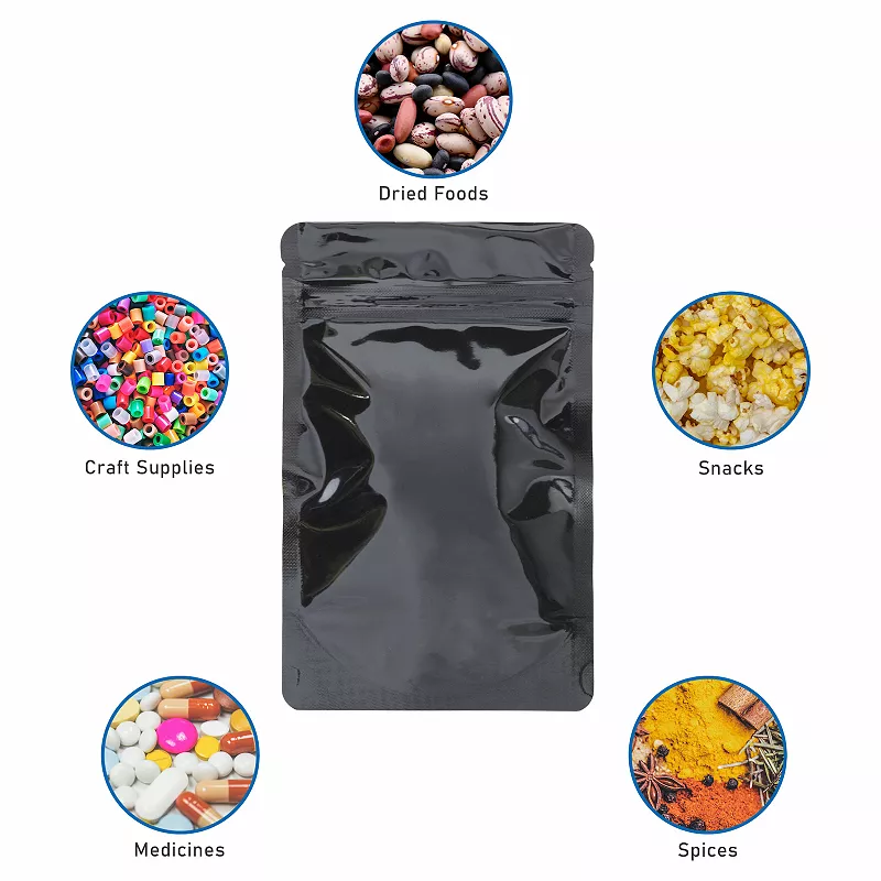 Stand Up Pouches， Resealable Food Storage Bags， Zipper Closure， Multiple sizes and Colors， 100 pcs， 4 X 6