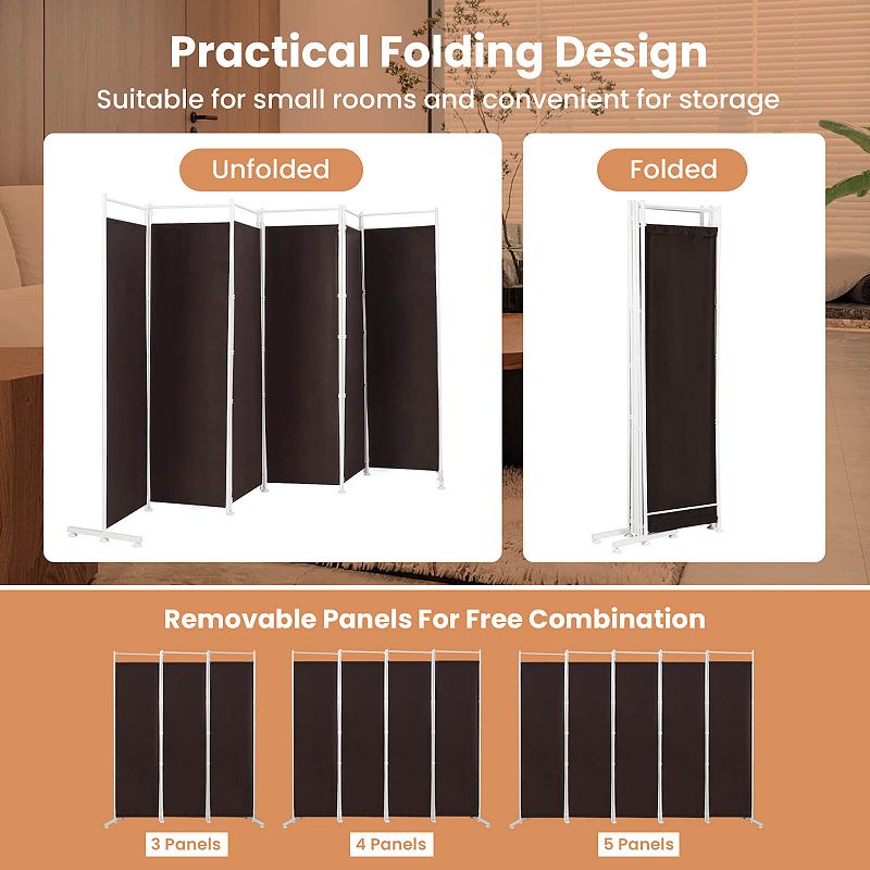 6-Panel Room Divider Folding Privacy Screen