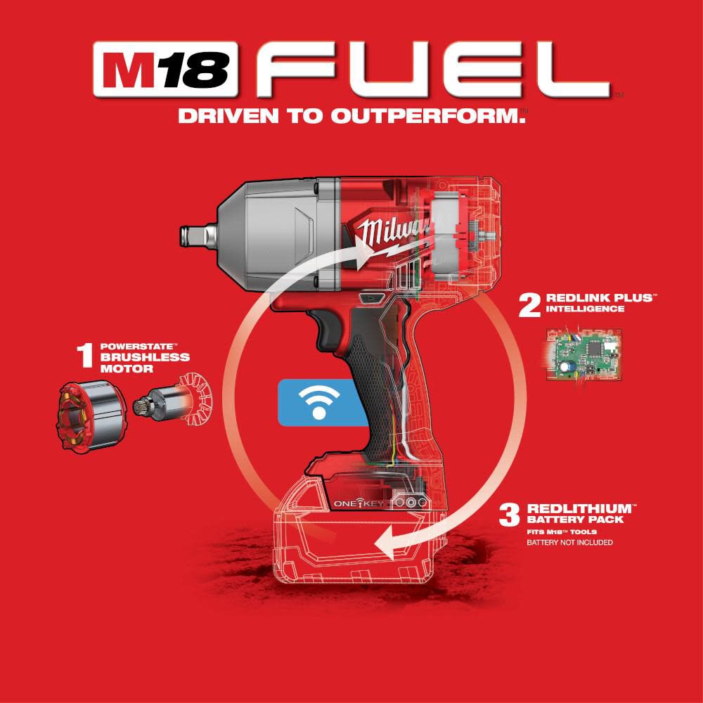 Milwaukee M18 FUEL with ONE-KEY High Torque Impact Wrench 1/2 in. Friction Ring 2863-20 from Milwaukee