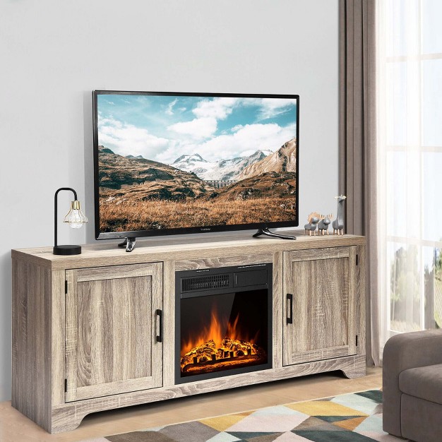 Costway 58 x27 x27 Fireplace Tv Stand Storage Cabinet Console W 18 x27 x27 1500w Electric Fireplace