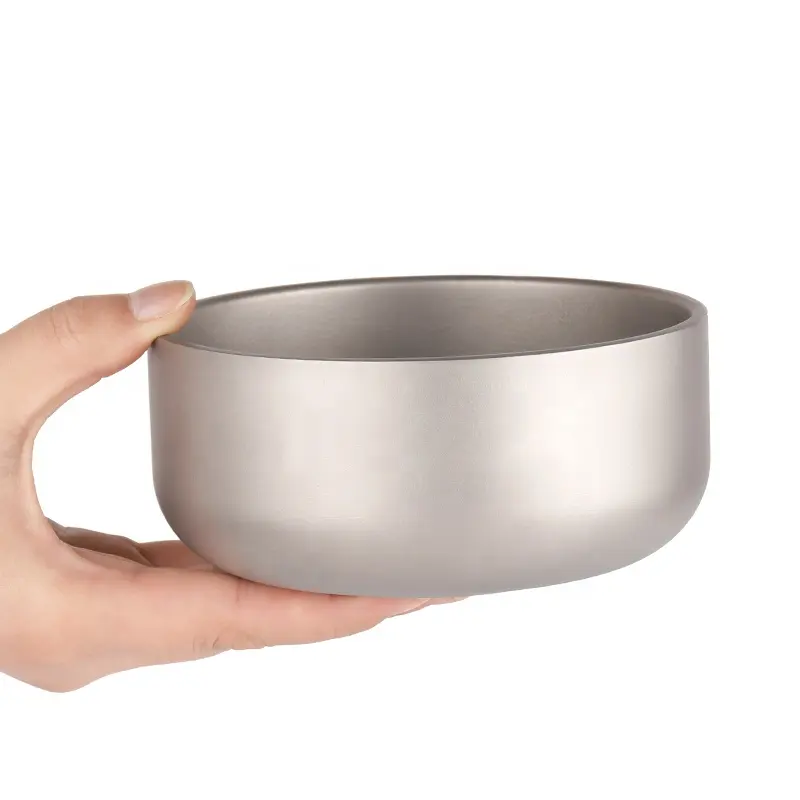 Outdoor Camping Equipment Portable Titanium Double Wall Bowl Outdoor Camping Tableware Bowl for Adult Children