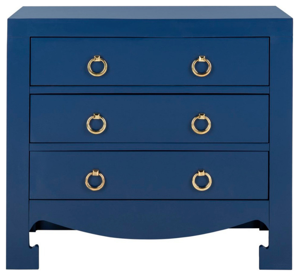 Elle 3 Drawer Chest Lapis Blue/ Gold   Modern   Accent Chests And Cabinets   by Virgil Stanis Design  Houzz