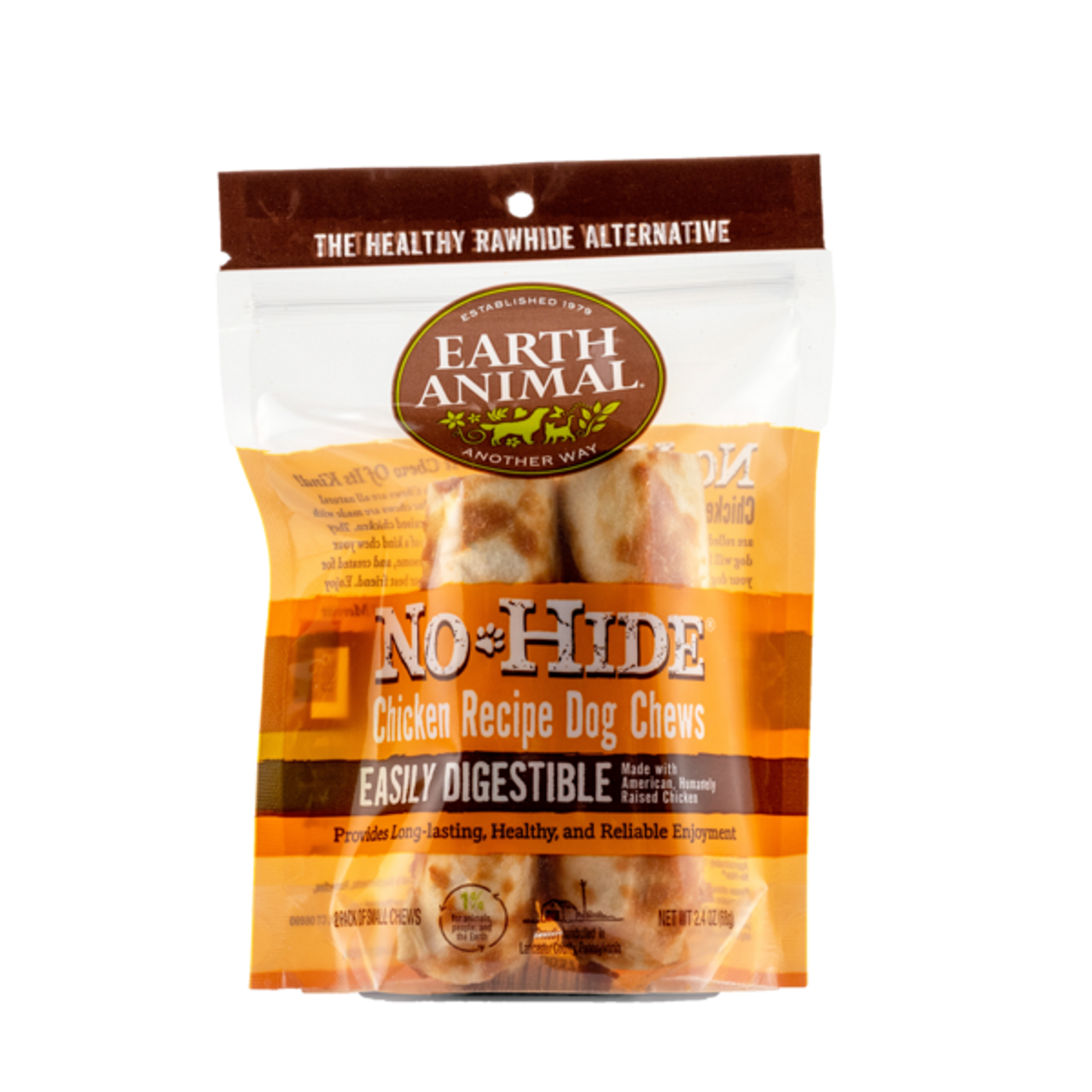 Earth Animal No-Hide Chicken Wholesome Chews Dog Chews， Small， 2 Pack