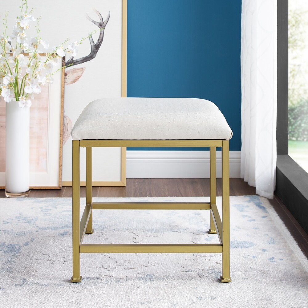 Aimee Vanity Stool   Creme/Soft Gold   Crème/Soft Gold   18 \