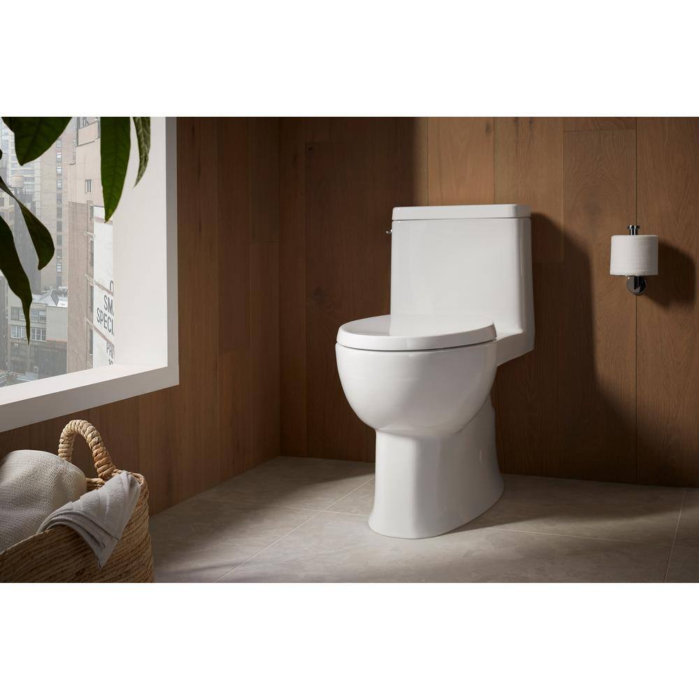 KOHLER Reach 16.5 in. H 1-piece 1.28 GPF Single Flush Elongated Toilet in White (Seat Included) K-78080-0