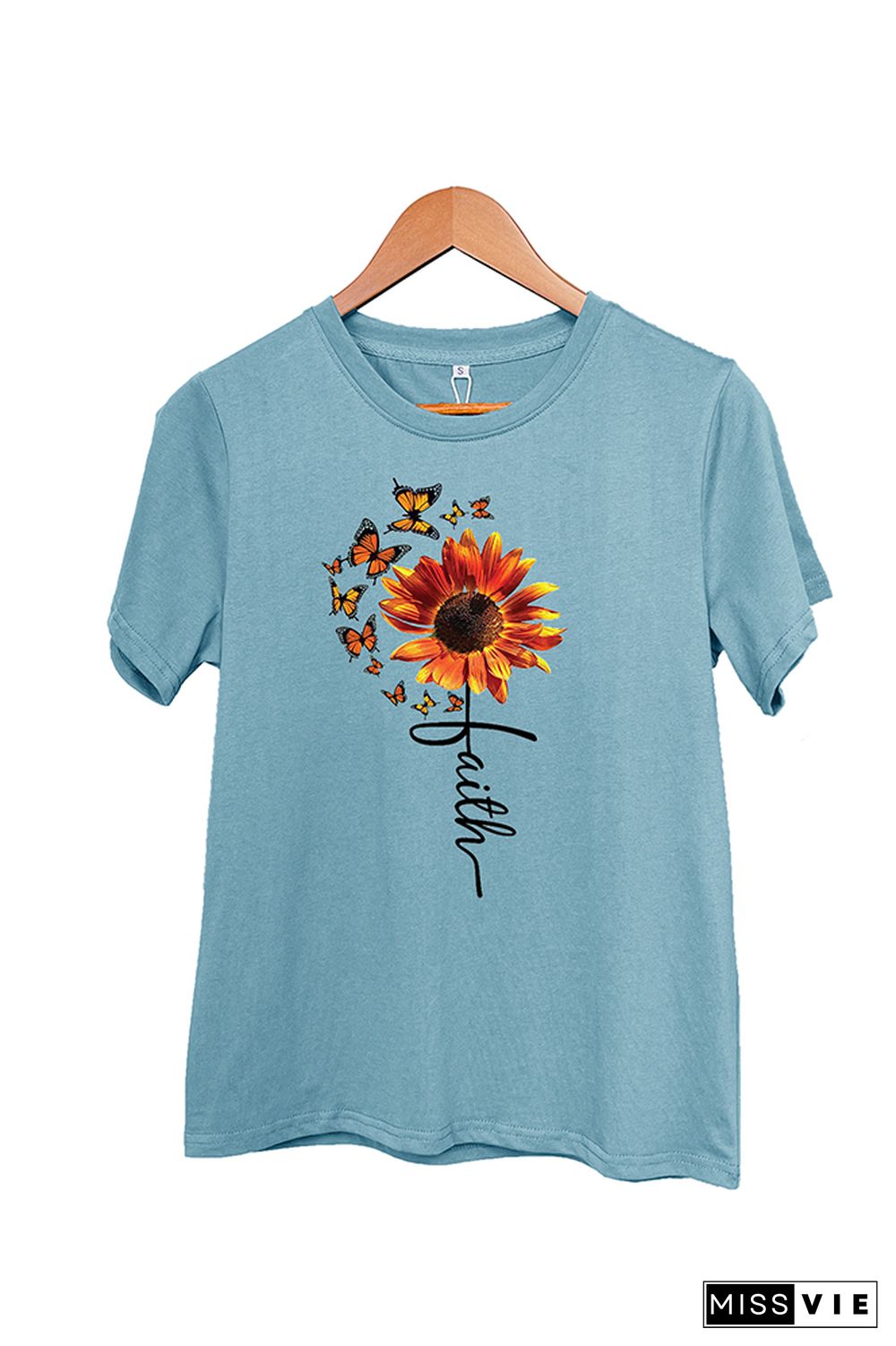 Sunflower and Butterflies Short Sleeve Graphic Tee Wholesale