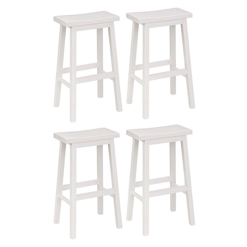 Pj Wood Classic 29 Inch Saddle Seat Kitchen Bar Counter Stool， White (4 Pack)