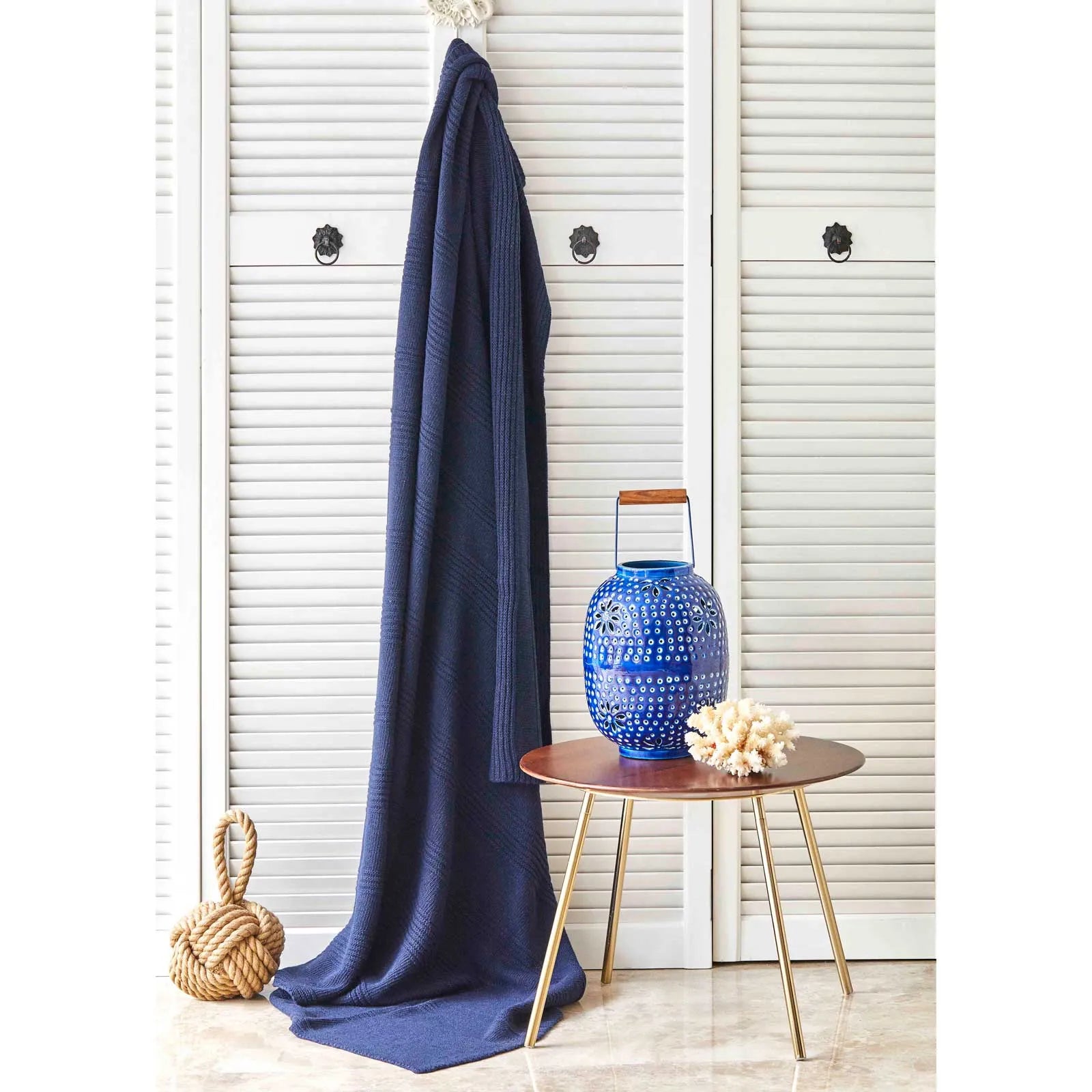 Karaca Nautica Home Spello Knitwear Navy Blue Throw 180.01.01.0065