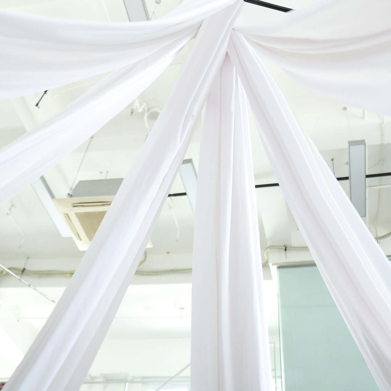 White Scuba Polyester Ceiling/Curtain Draping Fabric, Commercial Grade Fire Retardant Wrinkle Free Backdrop Panel With Rod Pocket - 5ftx40ft