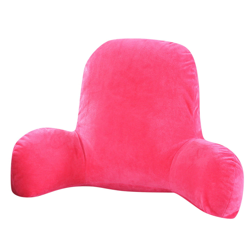 Puntoco Special Offers Clearance Plush Big Backrest Reading Rest Pillow Lumbar Support Chair Cushion with Arms Hot Pink