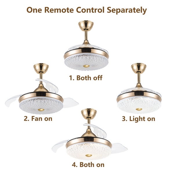 Oaks Aura 42in LED Glam Crystal Ceiling Fan Crystal 3 Color-Changing Fandelier with  Remote Control Shopping - The Best Deals on Ceiling Fans | 40075304