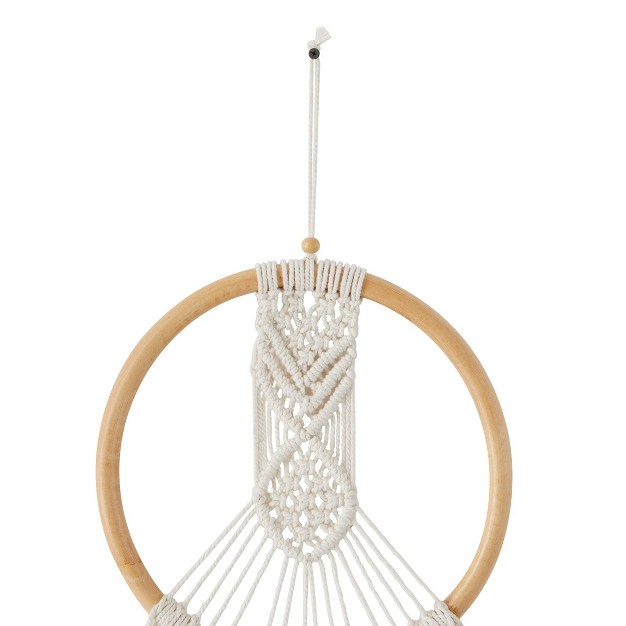 X 13 quot Cotton Macrame Handmade Intricately Weaved Wall Decor With Beaded Fringe Tassels White Olivia amp May