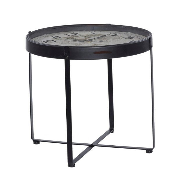 Farmhouse Clock Face Accent Table Black Olivia amp May