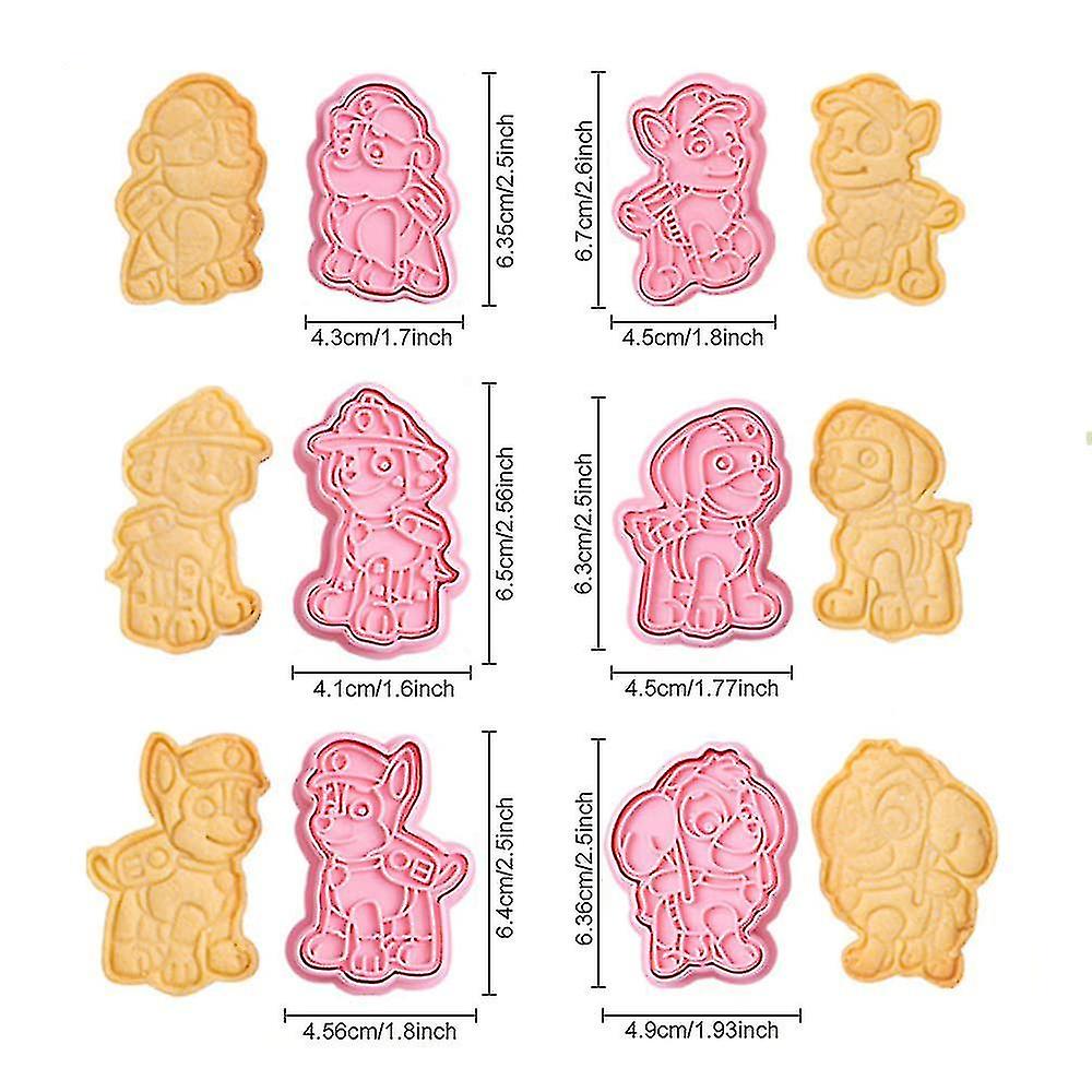 1 Set/6 Pcs Plastic Cookie Stamps-cartoon Fun Cookie Mold，children Baking Set Biscuit Embossing Mold Cartoon Shape