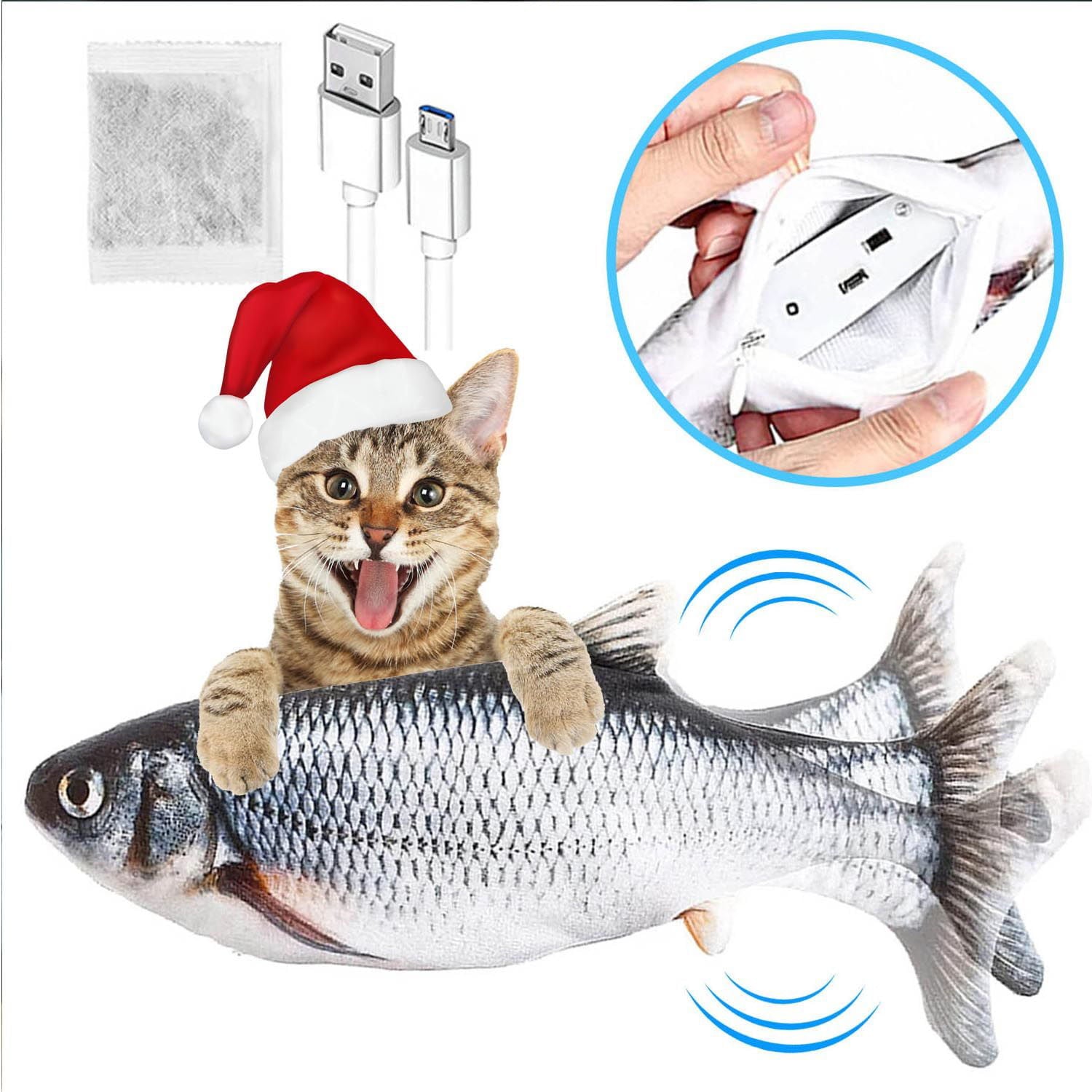 HKEEY Floppy Fish Cat Toy， Upgraded for Cat Toys for Indoor Cats， Interactive Cat Toys for Cat Exercise， Wiggle Fish Catnip Toys