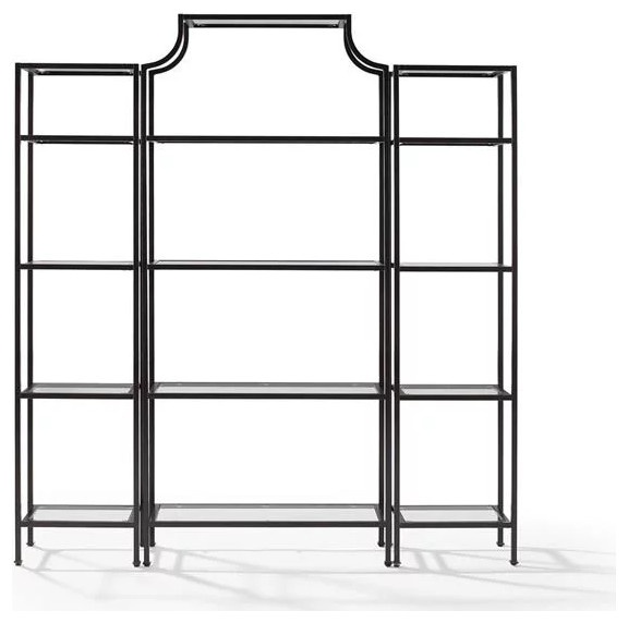 Elegant Bookcase  Metal Frame With Arched Accent  ampGlass Top   Transitional   Bookcases   by Decorn  Houzz