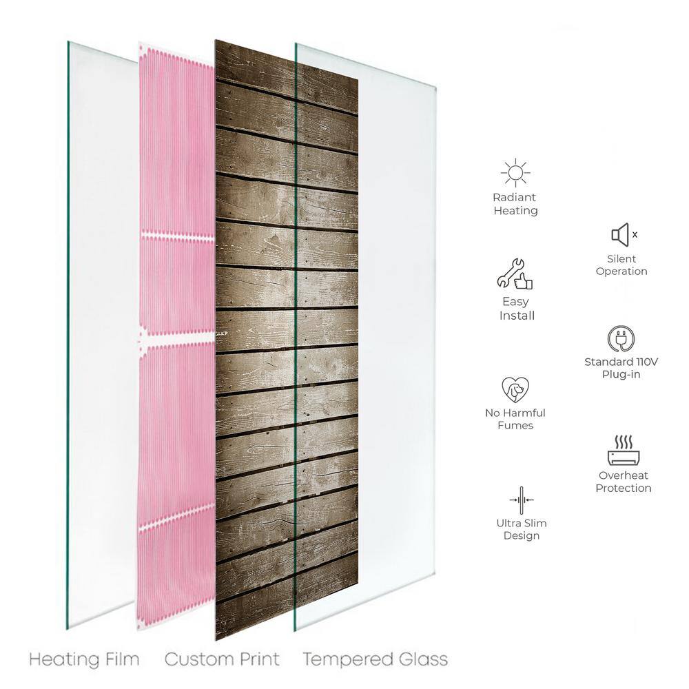 Heat Storm Glass Heater 750-Watt Radiant Wall Hanging Decorative Glass Heat Panel - Canadian Hardwood HS-2448-V84