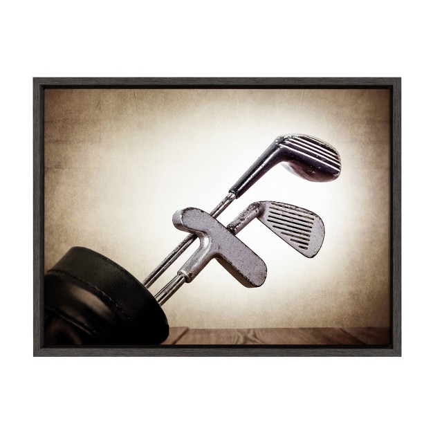 X 24 quot Sylvie Golf Clubs Framed Canvas By Shawn St Peter Gray Designovation