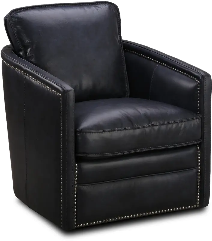 St. James Black Leather Self Centering Swivel Chair