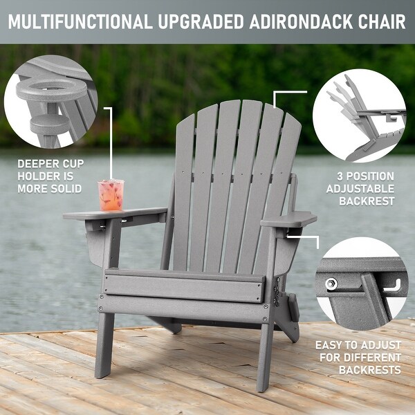 Vrakae Adjustable and Folding Adirondack Chair with Cup Holder