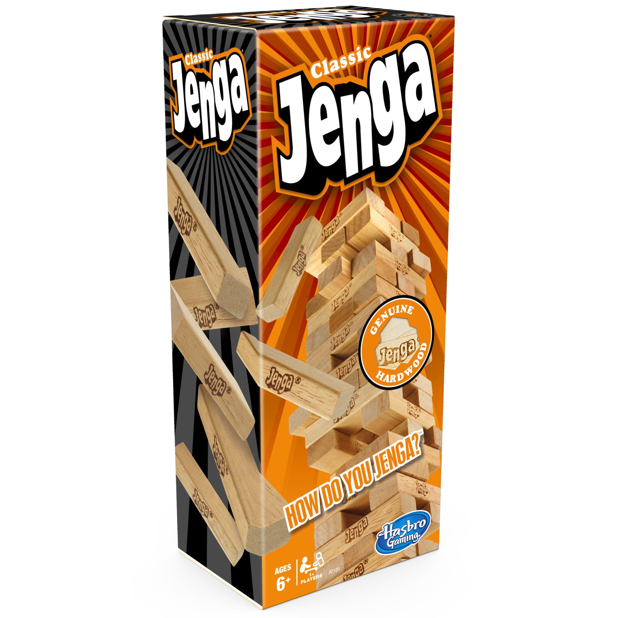 Jenga， Classic Game， Genuine Hardwood Blocks， Stacking Game for Kids Ages 6+