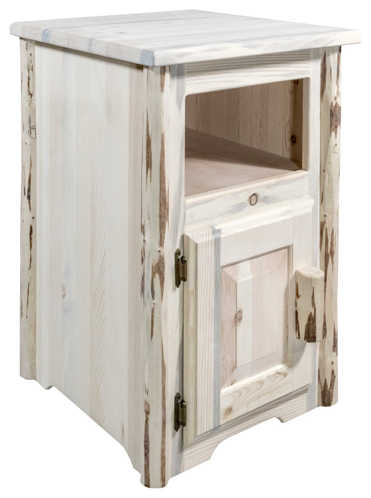 Montana End Table with Door  Left Hinged  Clear Lacquer Finish   Rustic   Side Tables And End Tables   by Montana Woodworks  Houzz