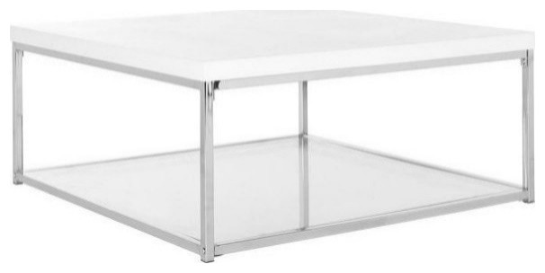 James Chrome High Gloss Coffee Table  White/Chrome   Contemporary   Coffee Tables   by Rustic Home Furniture Deco  Houzz