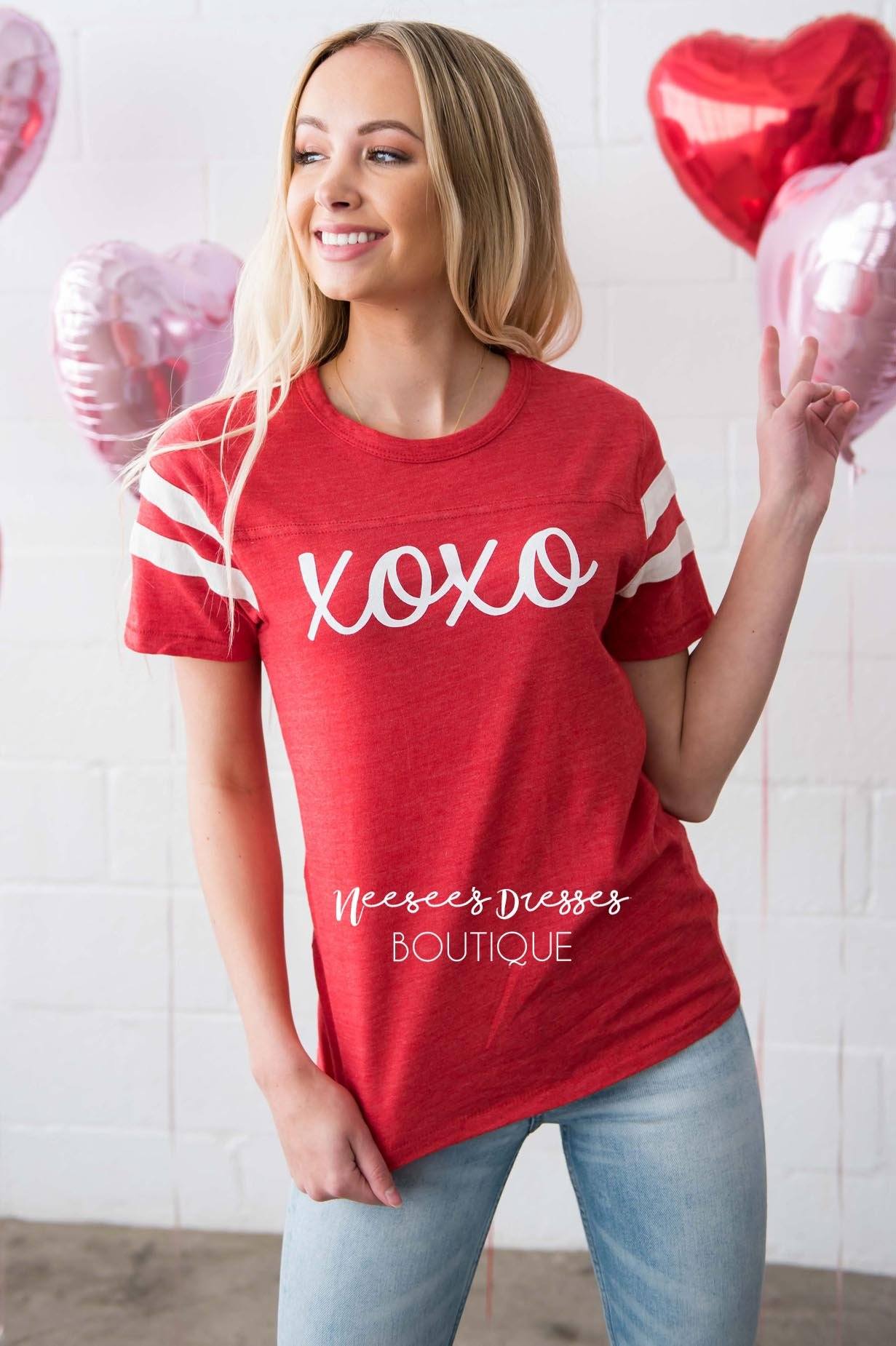 XOXO Vintage Striped Sleeve Tee