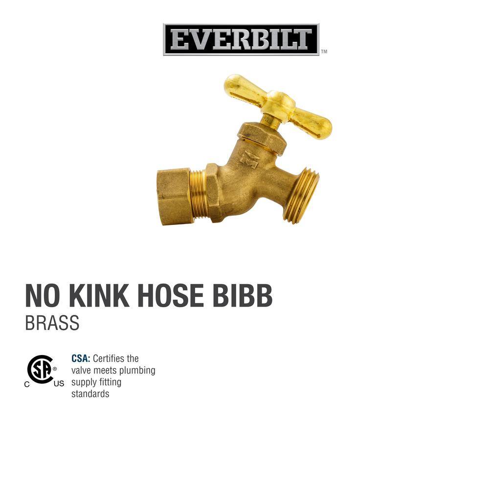 Everbilt 12 in. Compression Brass No-Kink Hose Bibb 102-363EB