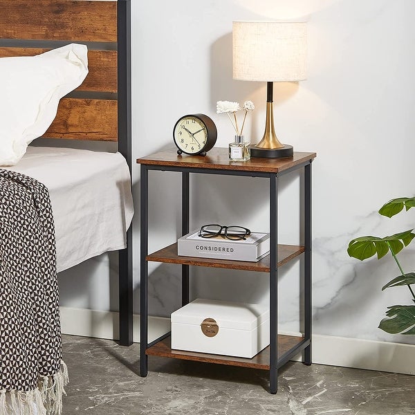 Javlergo Industrial End Side Tables Nightstand with 3-Tier Storage Shelf