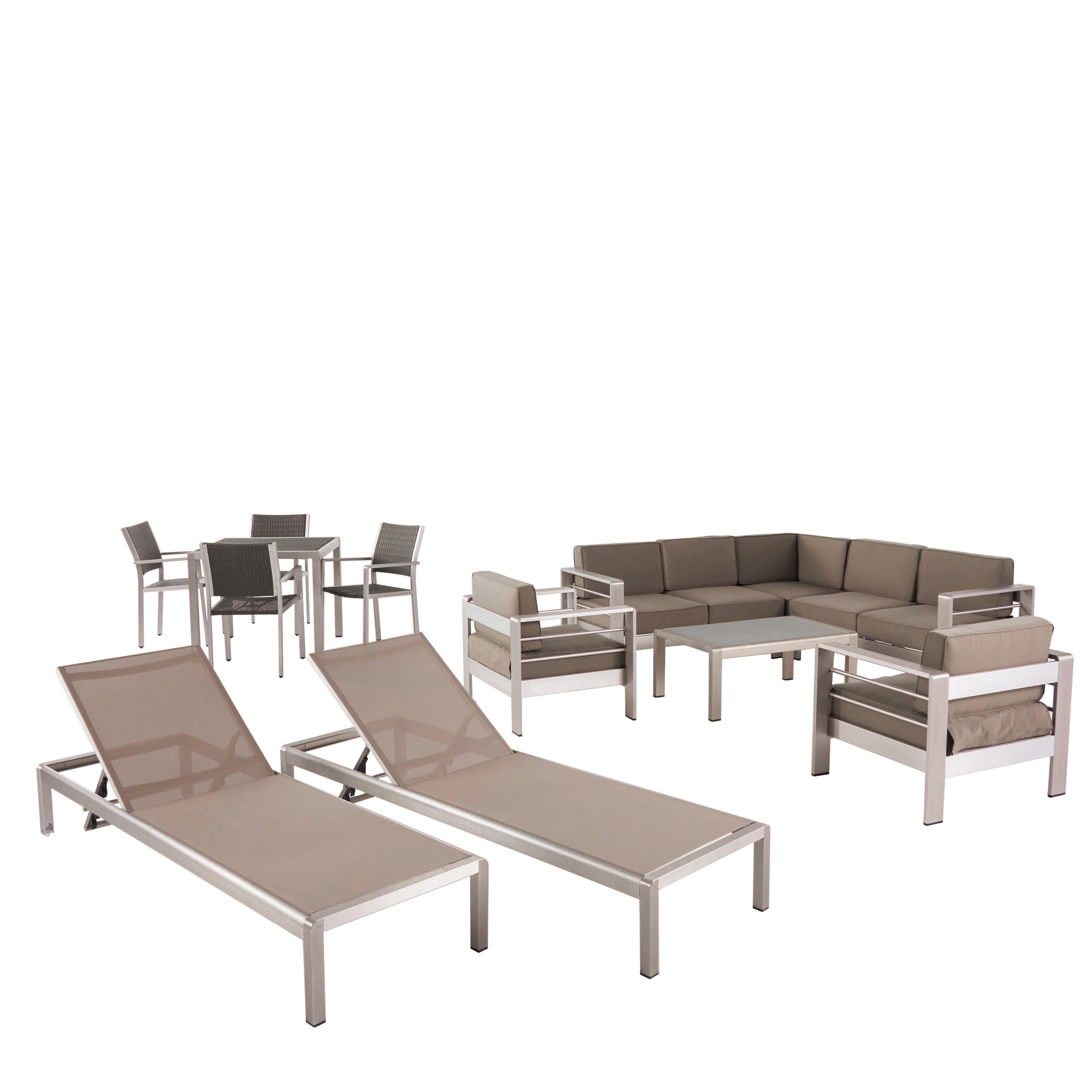 Cherie Outdoor Estate Collection Patio Set with Wicker Top Dining Table