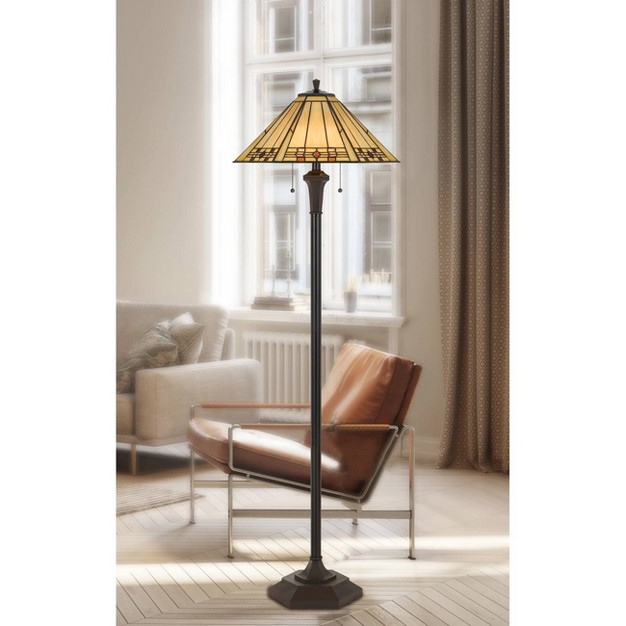  Resin Floor Lamp With Hand Cut Glass Shade Cal Lighting