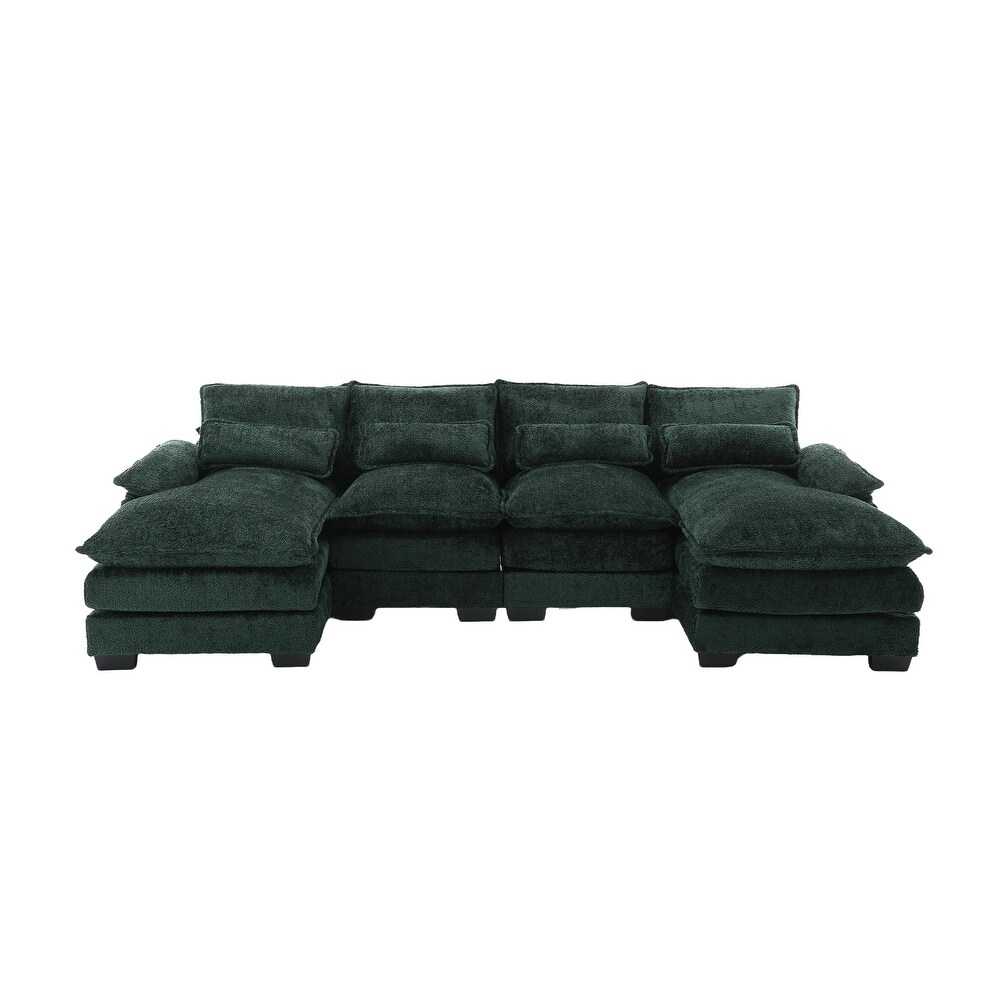 Emerald Modern Large U Shape Sectional Sofa with Throw Pillows and Cushions