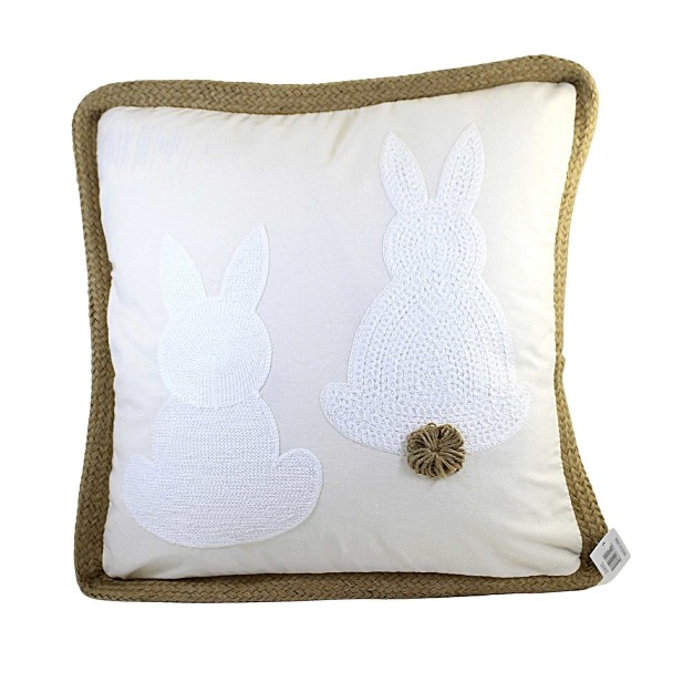 Home Decor Tan Pillow With White Bunnies One Pillow 16 0 Inches Easter Rabbits 20405c Polyester Beige