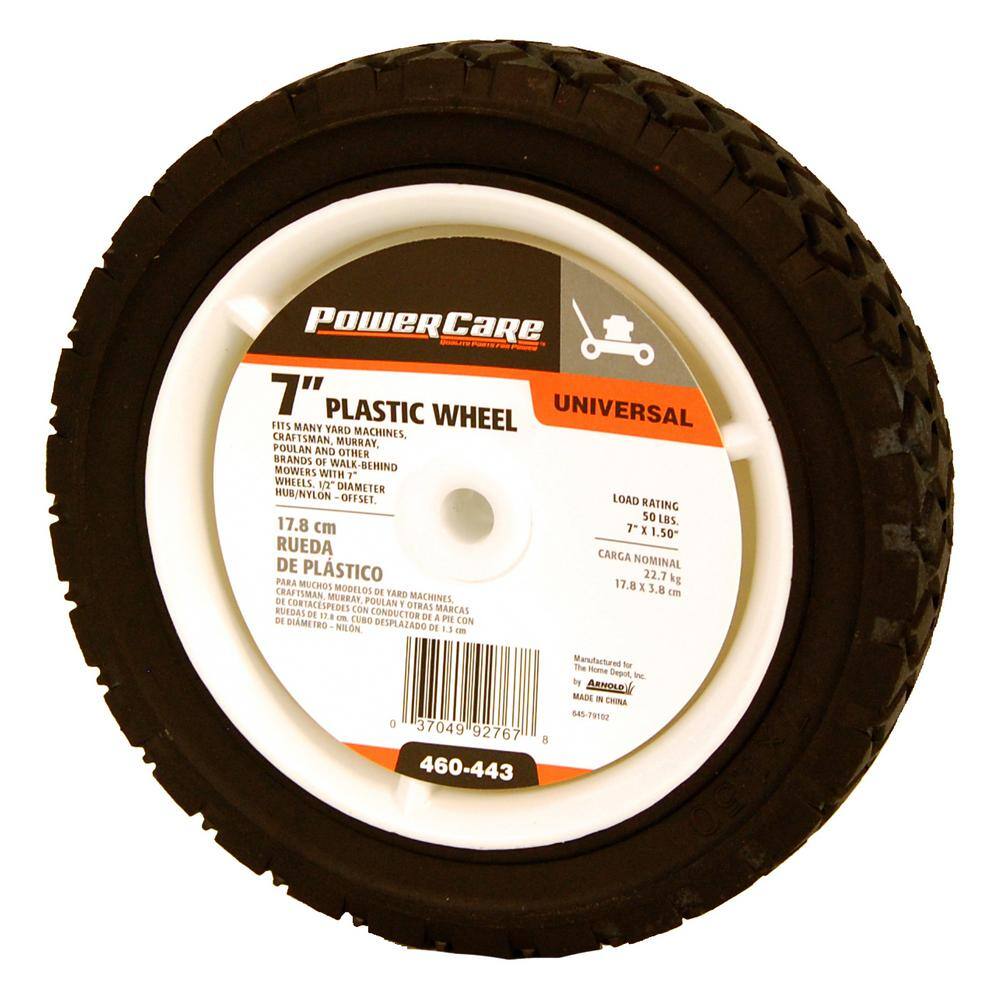 Powercare 7 in. x 1.5 in. Universal Plastic Wheel for Lawn Mowers 460443