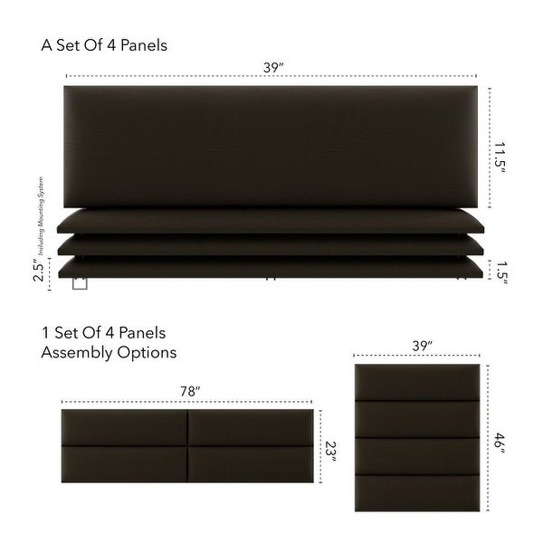 VANT Upholstered Headboards - Saddle Brown - 39 Inch - Set of 4 panels. - - 14469264